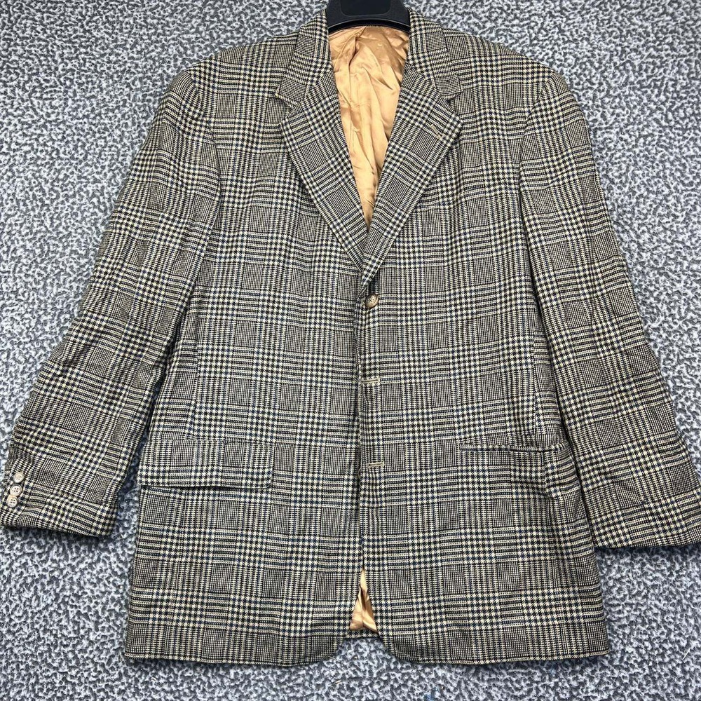 Tommy Hilfiger Blazer Sport Coat Men 42L Glen Plaid 3 Button Long Sleeve